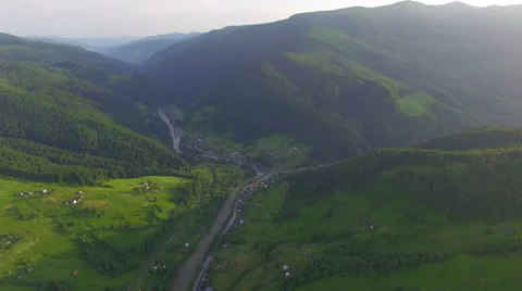 Road in the mountains. aerial view Stock Footage 64772408