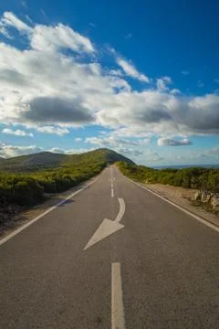 Road in the mountains with clouds Stock Photos