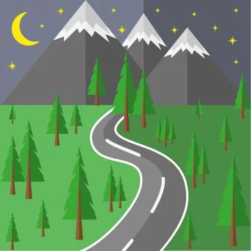 The road into the mountains Stock Illustration