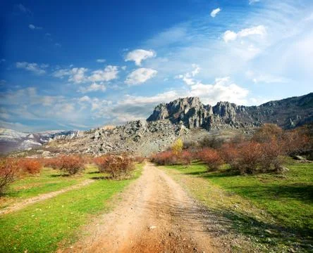 Road to the mountains Stock Photos
