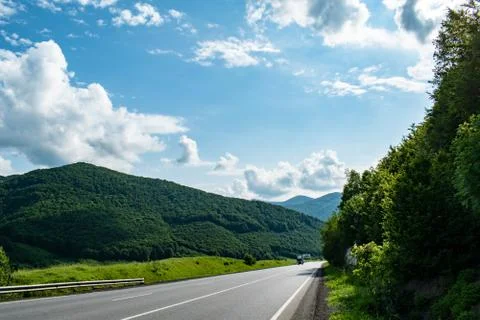 The road is in the mountains. Stock Photos