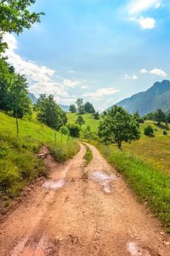 Road to mountains Stock Photos