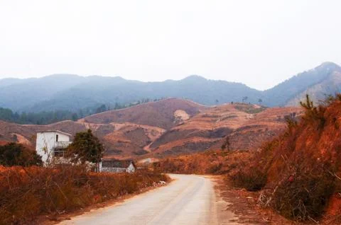 Road at the mountainside Stock Photos