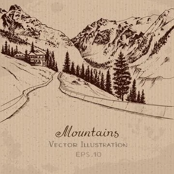 The Road in the Moutains. Stock Illustration