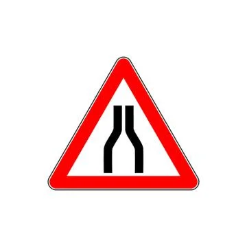 Road narrows on both sides Stock Illustration