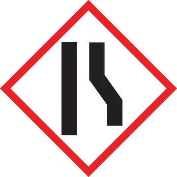 Road Narrows On Right Sign Stock Illustration
