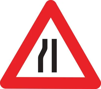 Road Narrows Right Sign Stock Illustration
