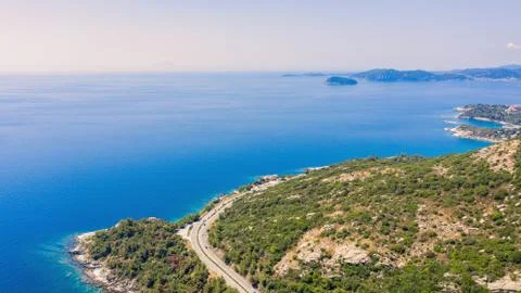 Road near the sea. Stock Photos