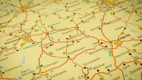 Road network from Frankfurt am Main to Berlin, Germany Stock Footage 346187743