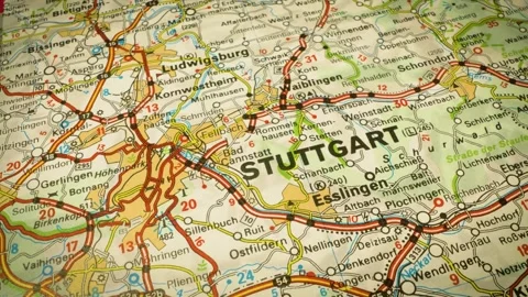 Road network leading to stuttgart, germany – smooth gliding view Stock Footage 346188379
