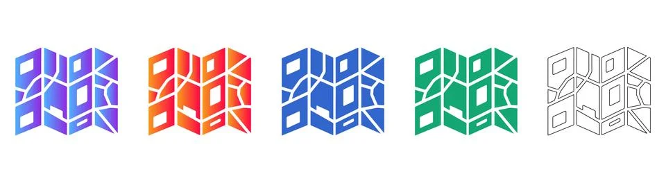 Road Network Map Icons in Various Styles 스톡 일러스트