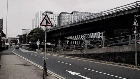 A road next to a highway Stock Footage 160218621