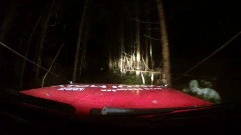 Off Road at Night Front View Stock-Footage 46016944