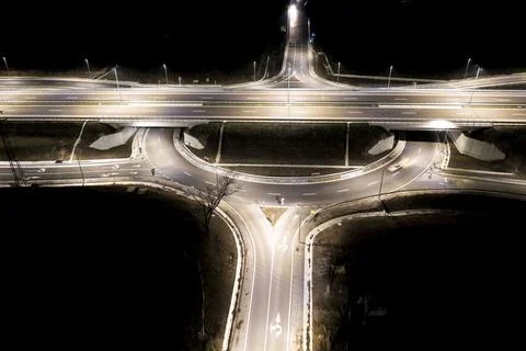 Road in the night light. Stock Photos