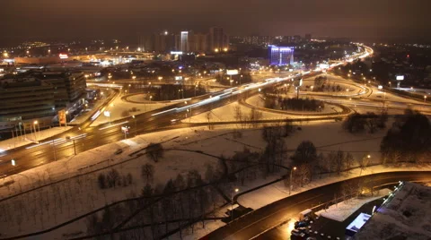 Road at night view from above Time laps Stock Footage 948656