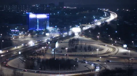 Road at night view from above Time laps Stock Footage 948662