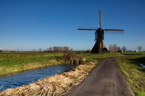 Road to the Noordeveldse windmill Stock Photos