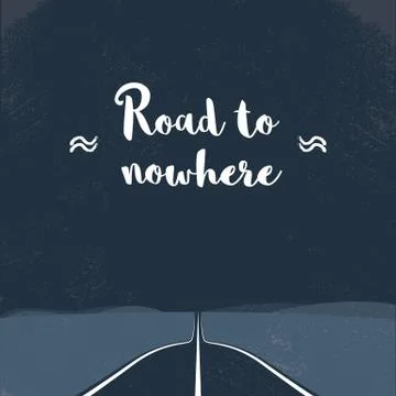 Road to nowhere concept with freeway in forest and canyon or valley. Nature Stock Illustration