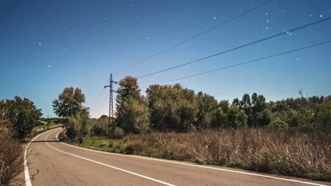 Road To Nowhere At Night Under Starry Sky - Time Lapse Vídeo Stock 146256048