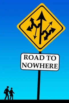 Road to nowhere sign Stock Illustration