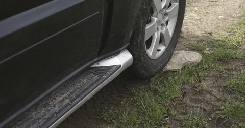 Off road or SUV four wheel drive vehicle car detail. Autumn outdoor trip. Fall 스톡 동영상 80864638