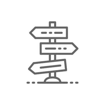 Road or traffic sign, intersection, crossroads, crossroad line icon. Ilustração Stock