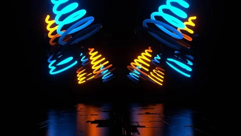 Road of Orange and Blue Neon Spiral Lamps Background VJ Loop in 4K Stock Footage 276984341