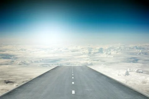 Road over clouds in sky Ilustração Stock