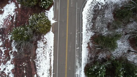 Road Over LakeThunderbird with Snow-1 Stock Footage 256034840