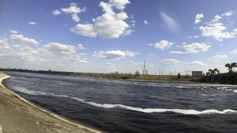 Road over the river Volga Stock Footage 249516069