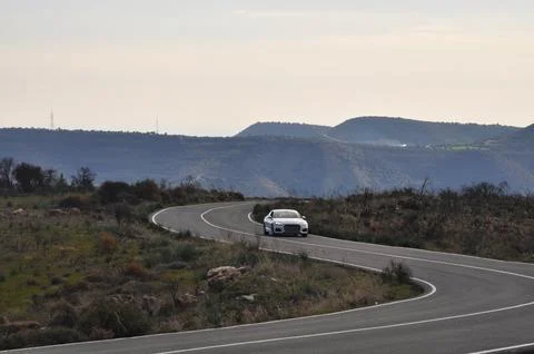 Road passes through a forest Stock Photos