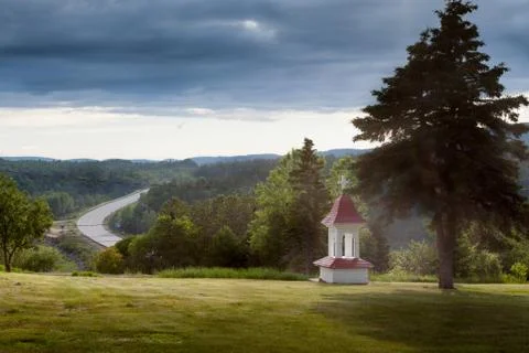 Road passing through forest, quebec, canada Stock Photos