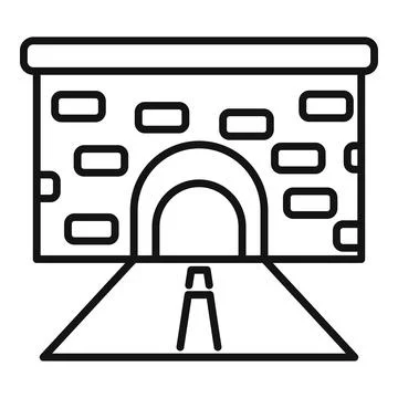 Road passing through a stone tunnel leading to an asphalt road Stock Illustration