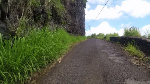 Road past Hana around the back side of Haleakala on Maui Stock Footage