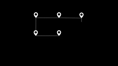 Road path with Many Location Points positioned across the route trip. Multi.. Stock Footage 304718527