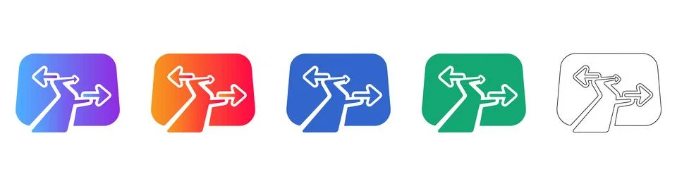 Road Path with Multiple Directional Arrows Icons Stock Illustration