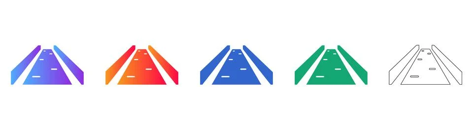 Road Path Perspective Icons with Gradient Design Illustrazione stock