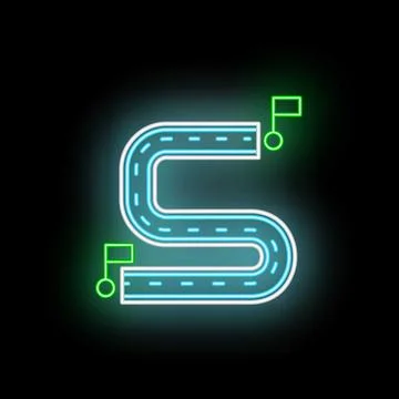 Road path shaping letter s with start and finish flags Stock Illustration
