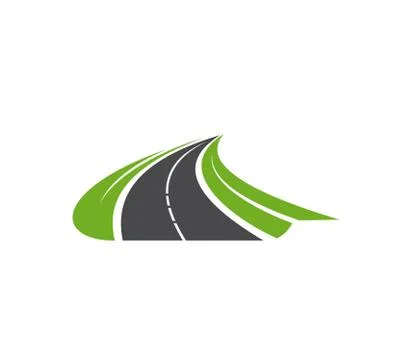 Road, pathway, highway vector icon, curve driveway Stock Illustration