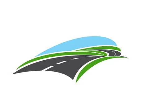 Road, pathway, highway vector icon, curve driveway Stock Illustration
