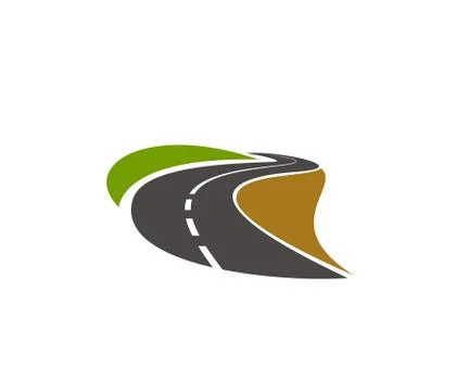 Road, pathway, highway vector icon, curve driveway Stock Illustration