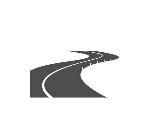 Road, pathway, highway vector icon. Winding way Stock Illustration