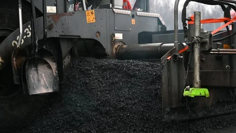 Road paving with asphalt Stock Footage 254958547