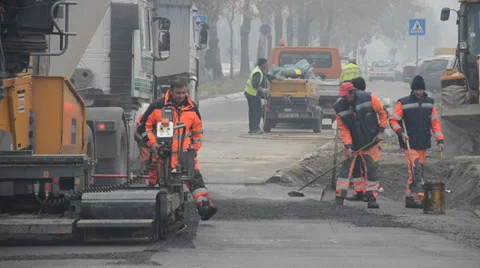 Road paving construction Stock Footage 33043733