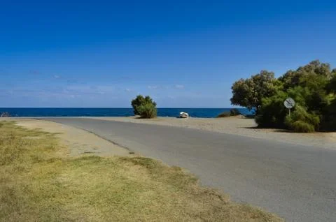 Road to the pebble beach of Maleme Stock Photos
