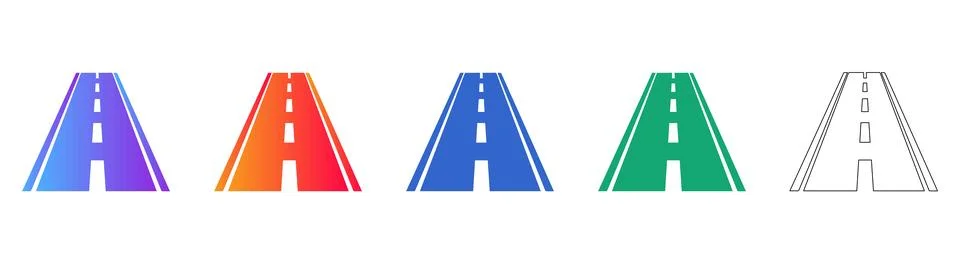 Road Perspective Icon Set in Gradient Styles Illustrazione stock