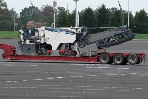 Road planer asphalt machine roadwork street Stock Photos