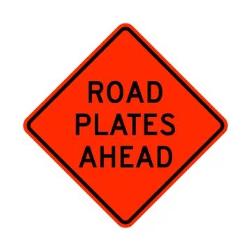Road plates ahead warning road sign Stock Illustration