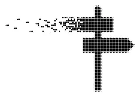 Road Pointer Disappearing Pixel Icon Stock Illustration