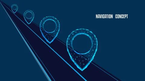 Road with polygonal  pointers. Logistic concept. Navigation concept. Stock Illustration